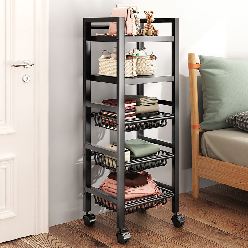 Metal Modern Prep Table Open Storage Home Dining with Basket Prep Table