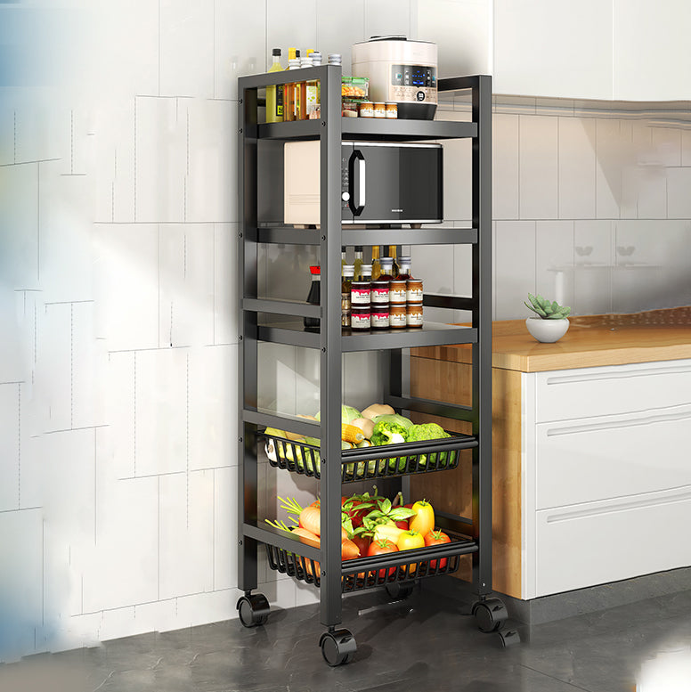 Metal Modern Prep Table Open Storage Home Dining with Basket Prep Table