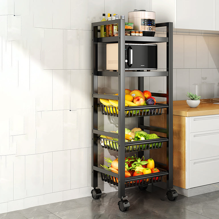 Metal Modern Prep Table Open Storage Home Dining with Basket Prep Table