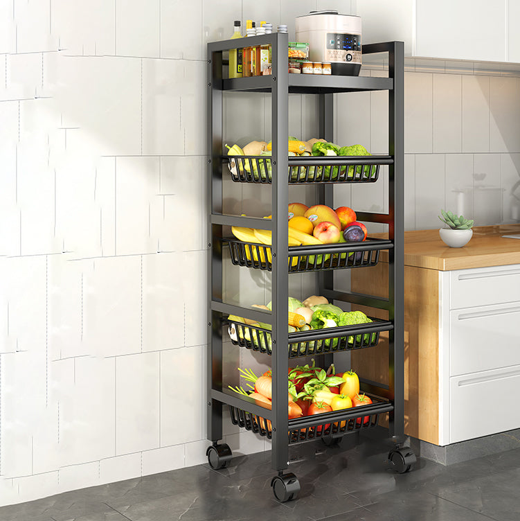 Metal Modern Prep Table Open Storage Home Dining with Basket Prep Table