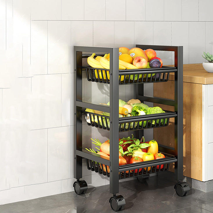 Metal Modern Prep Table Open Storage Home Dining with Basket Prep Table