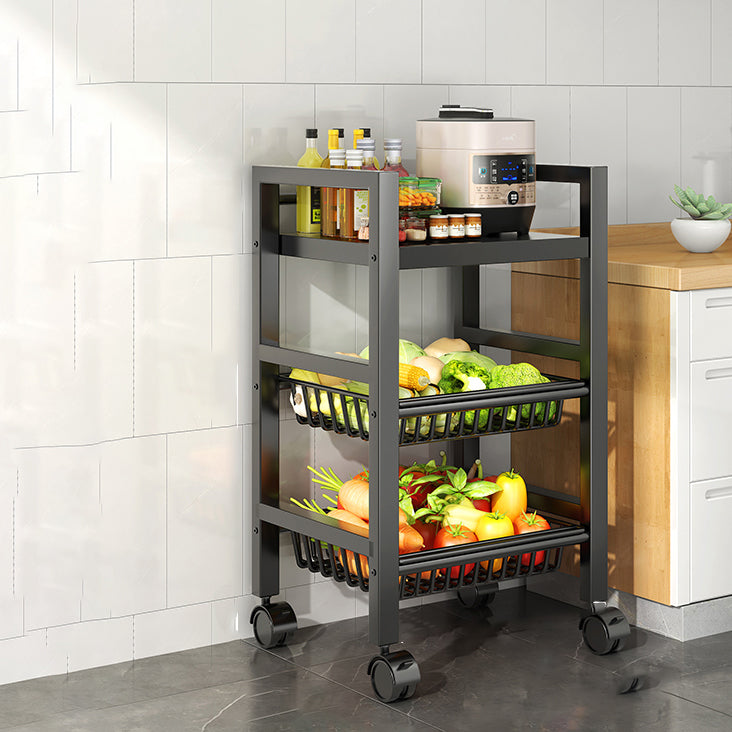 Metal Modern Prep Table Open Storage Home Dining with Basket Prep Table