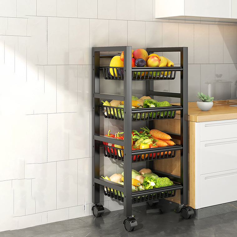 Metal Modern Prep Table Open Storage Home Dining with Basket Prep Table