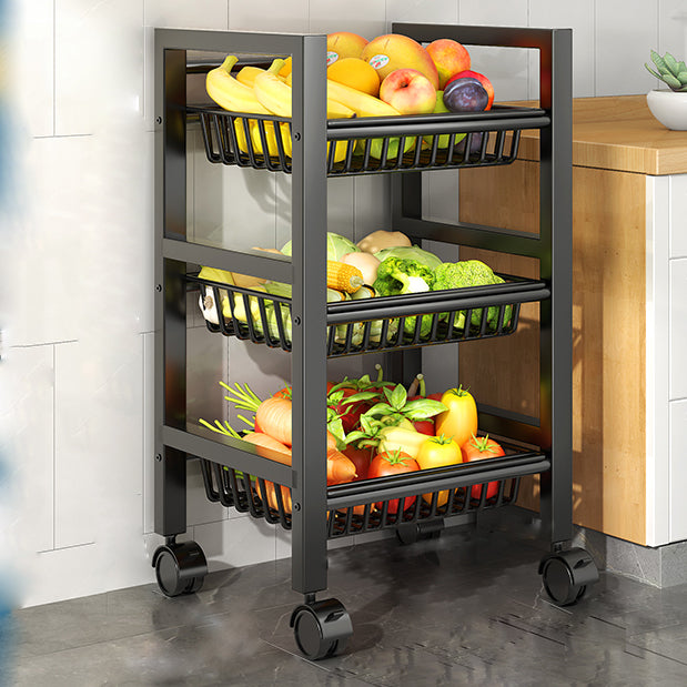 Metal Modern Prep Table Open Storage Home Dining with Basket Prep Table