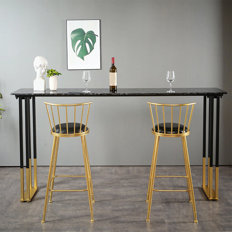 Glam Rectangle Bar Table Set 1/2/3/4 Pieces Faux Marble Pub Set for Dining Room