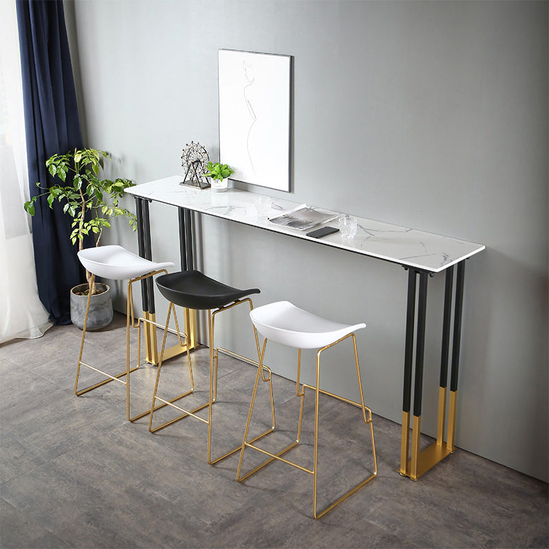 Glam Rectangle Bar Table Set 1/2/3/4 Pieces Faux Marble Pub Set for Dining Room