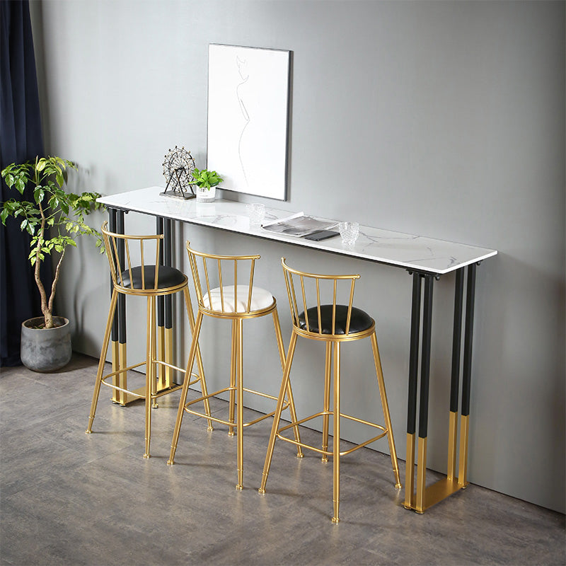 Glam Rectangle Bar Table Set 1/2/3/4 Pieces Faux Marble Pub Set for Dining Room