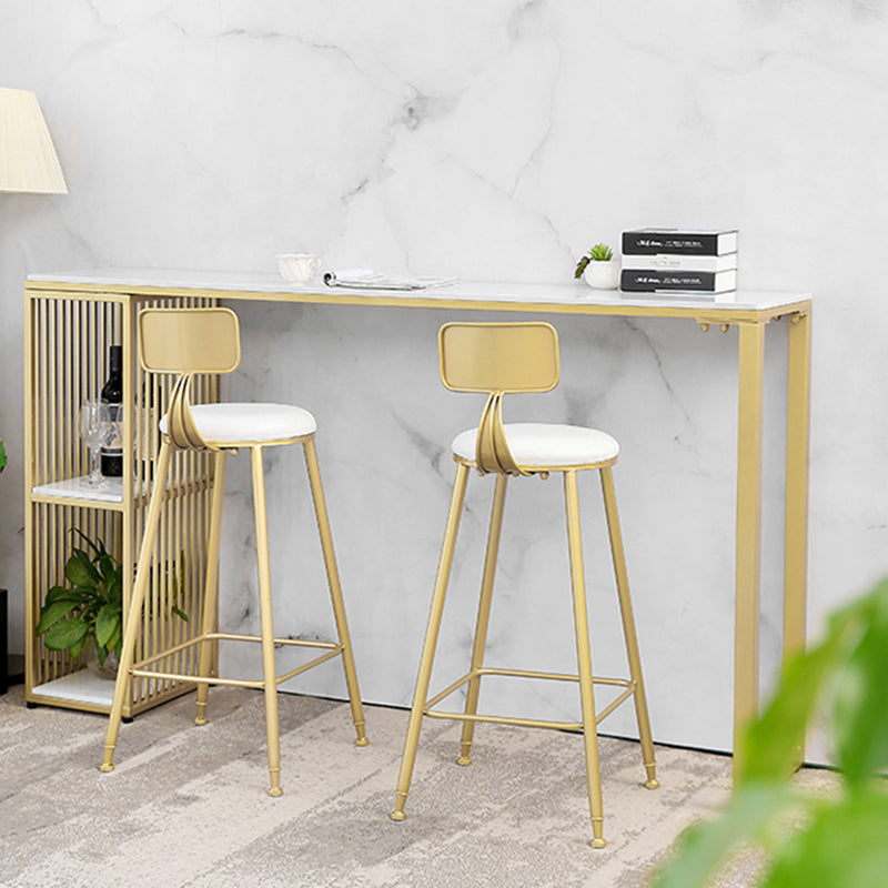 Faux Marble Rectangle Bistro Set Glam Style 1/3 Pieces Bar Height Bar Set