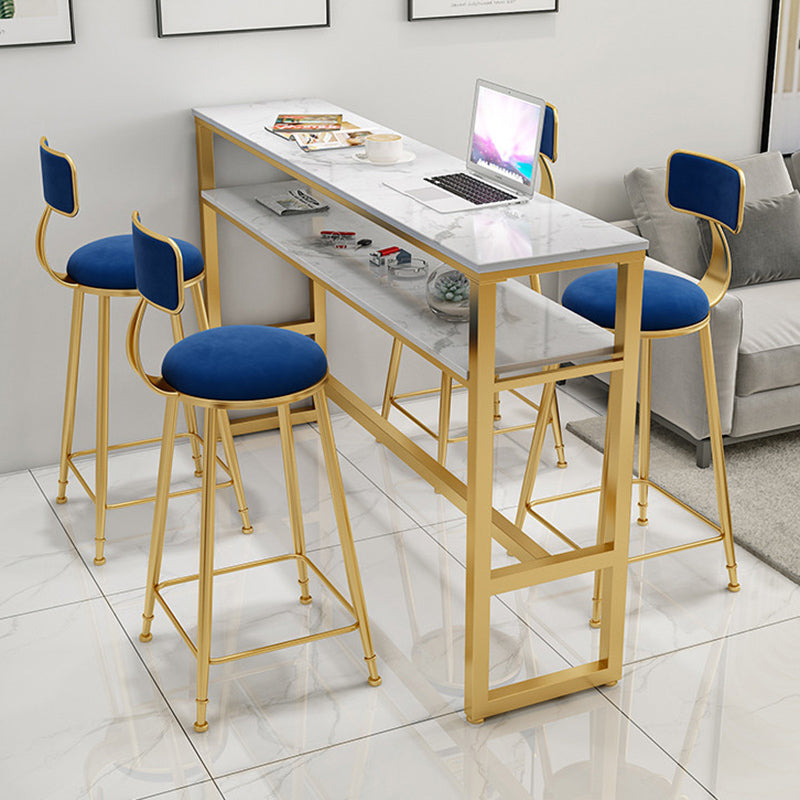 Glam Style Bar Set 1/2/3/5 Pieces Faux Marble Rectangle Counter Set