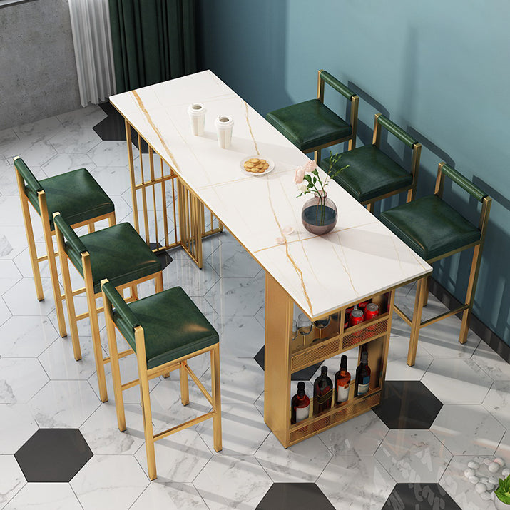Rectangular Table and Stool Set 1/7 Pieces Modern Pub Dining Set
