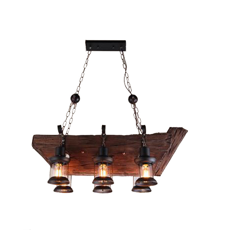 Industrial Island Light 6 Lights Island Hanging Light with Glass Shade for Dining Room