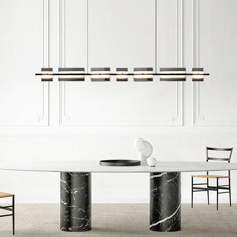 LED Island Light Multi Lights Island Hanging Light with Glass Shade for Dining Room