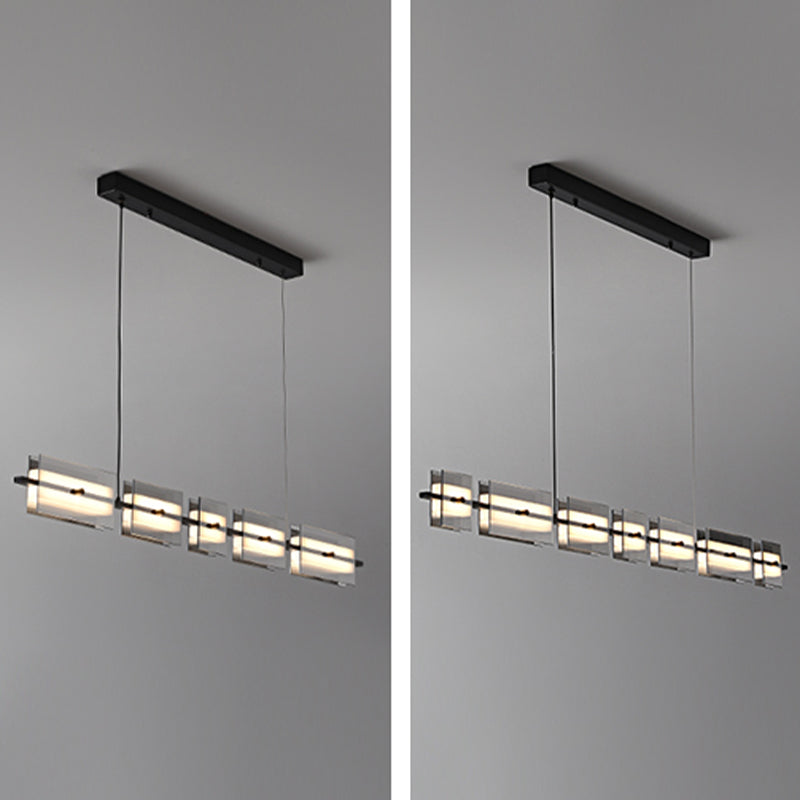 LED Island Light Multi Lights Island Hanging Light with Glass Shade for Dining Room