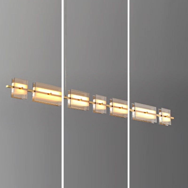 LED Island Light Multi Lights Island Hanging Light with Glass Shade for Dining Room