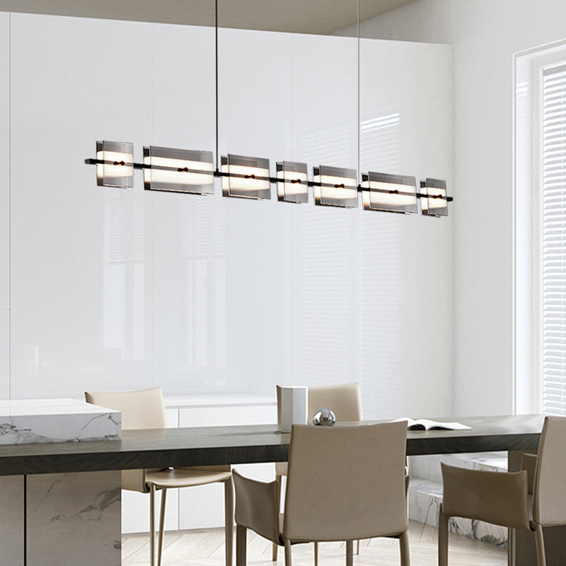 LED Island Light Multi Lights Island Hanging Light with Glass Shade for Dining Room