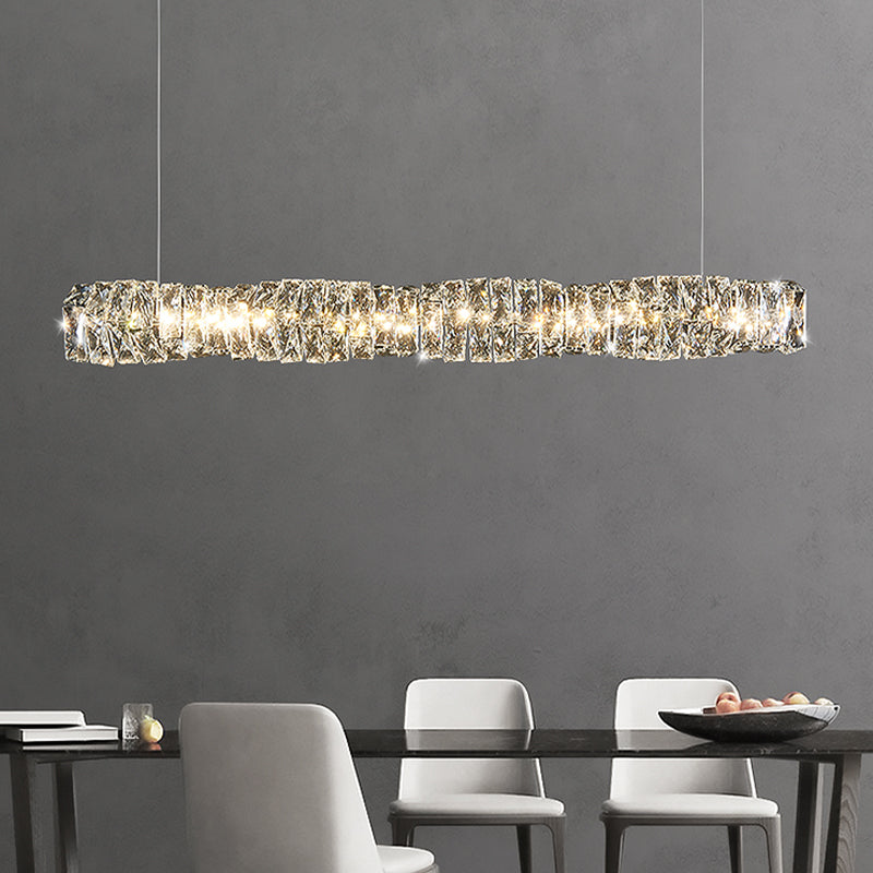 Modern Style Island Light 1-Light Island Hanging Light with Crystal Shade for Dining Room