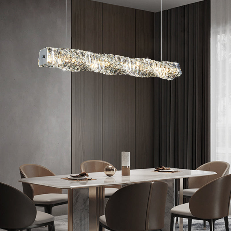 Modern Style Island Light 1-Light Island Hanging Light with Crystal Shade for Dining Room