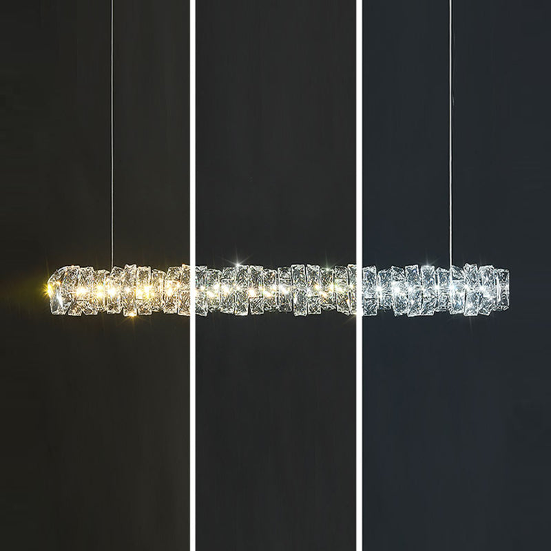 Modern Style Island Light 1-Light Island Hanging Light with Crystal Shade for Dining Room