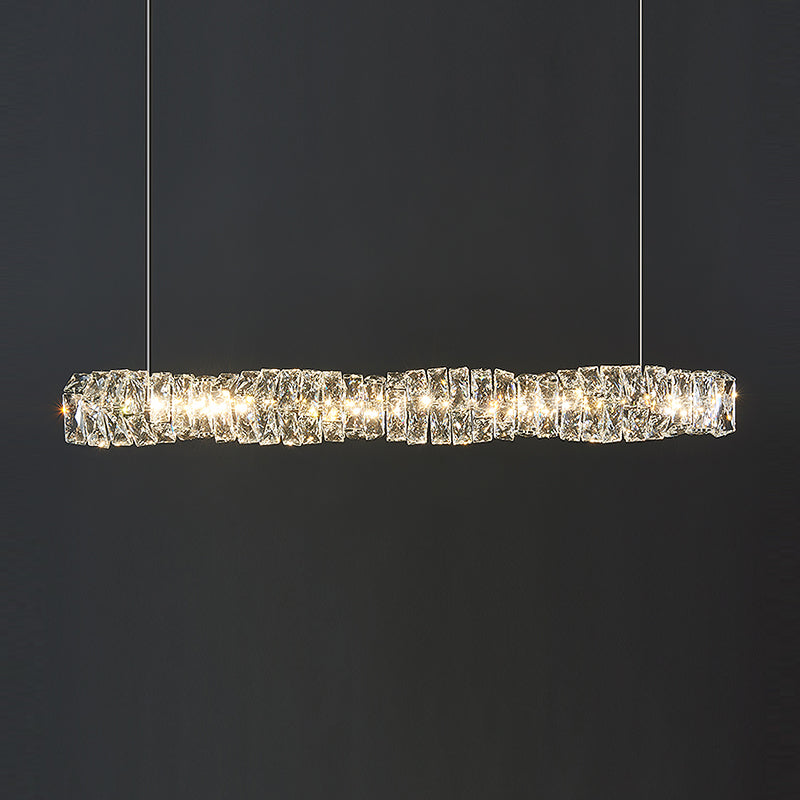 Modern Style Island Light 1-Light Island Hanging Light with Crystal Shade for Dining Room
