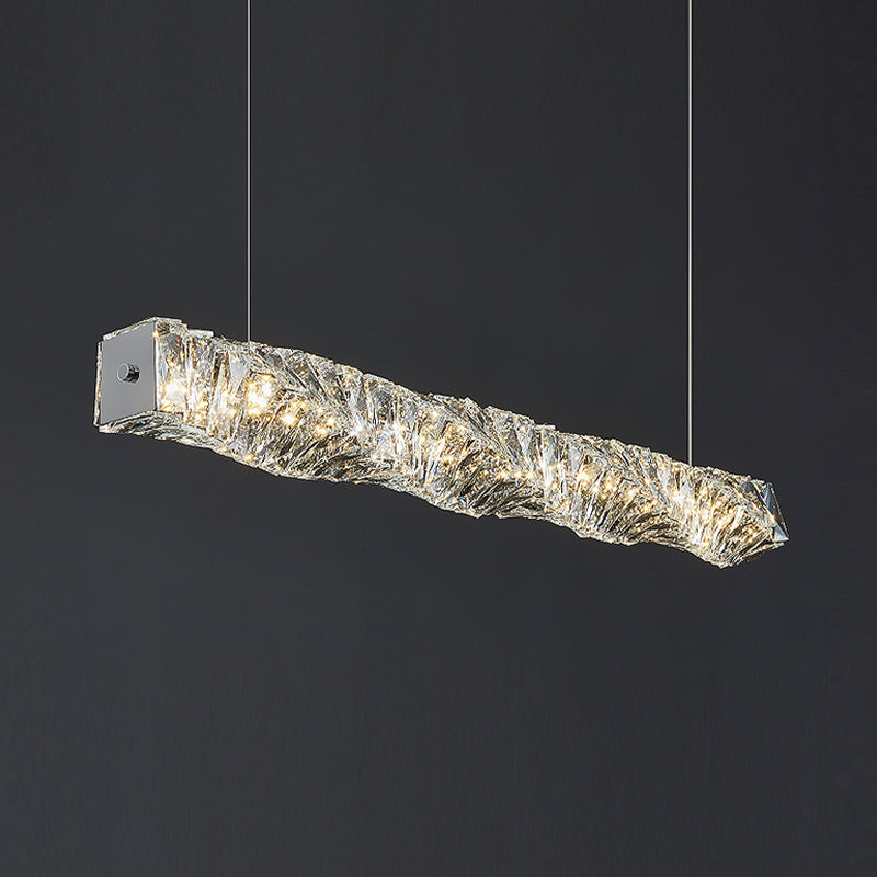 Modern Style Island Light 1-Light Island Hanging Light with Crystal Shade for Dining Room