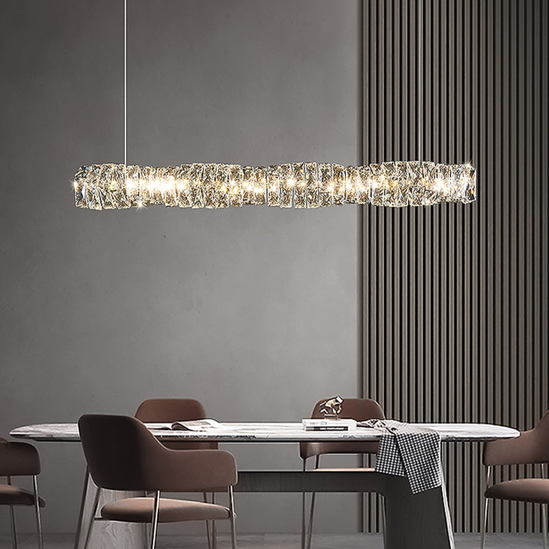 Modern Style Island Light 1-Light Island Hanging Light with Crystal Shade for Dining Room