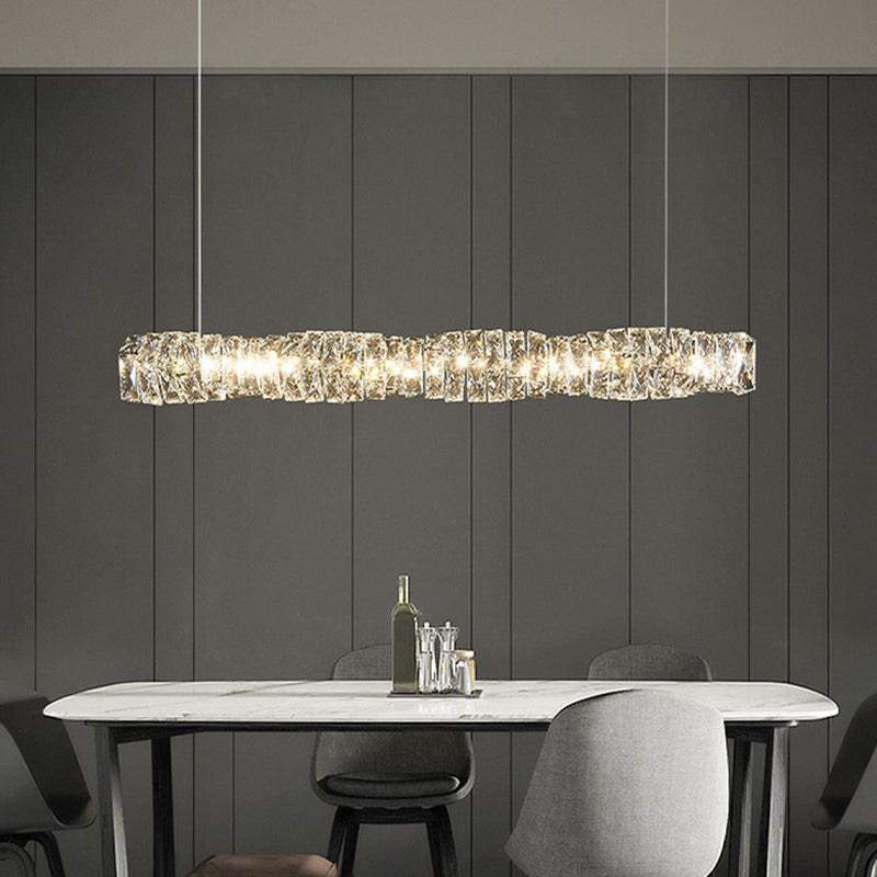 Modern Style Island Light 1-Light Island Hanging Light with Crystal Shade for Dining Room