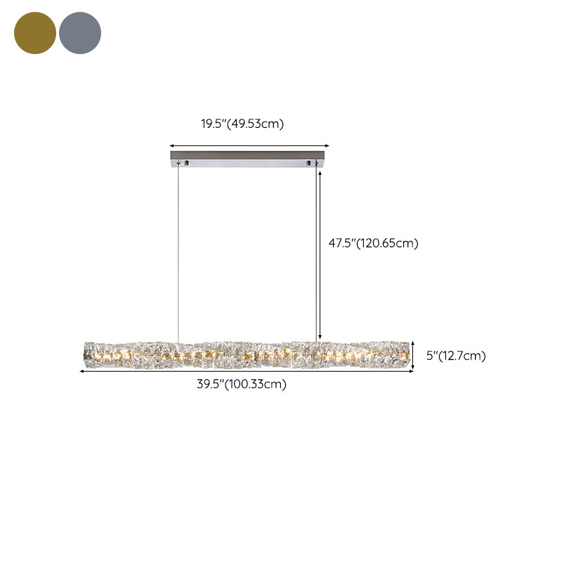 Modern Style Island Light 1-Light Island Hanging Light with Crystal Shade for Dining Room