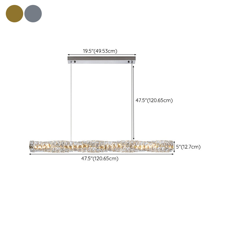 Modern Style Island Light 1-Light Island Hanging Light with Crystal Shade for Dining Room