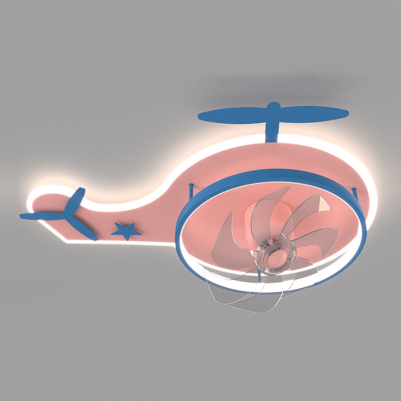 2 - Light LED Ceiling Fan Mount Blue / Pink Kids Style Ceiling Fan