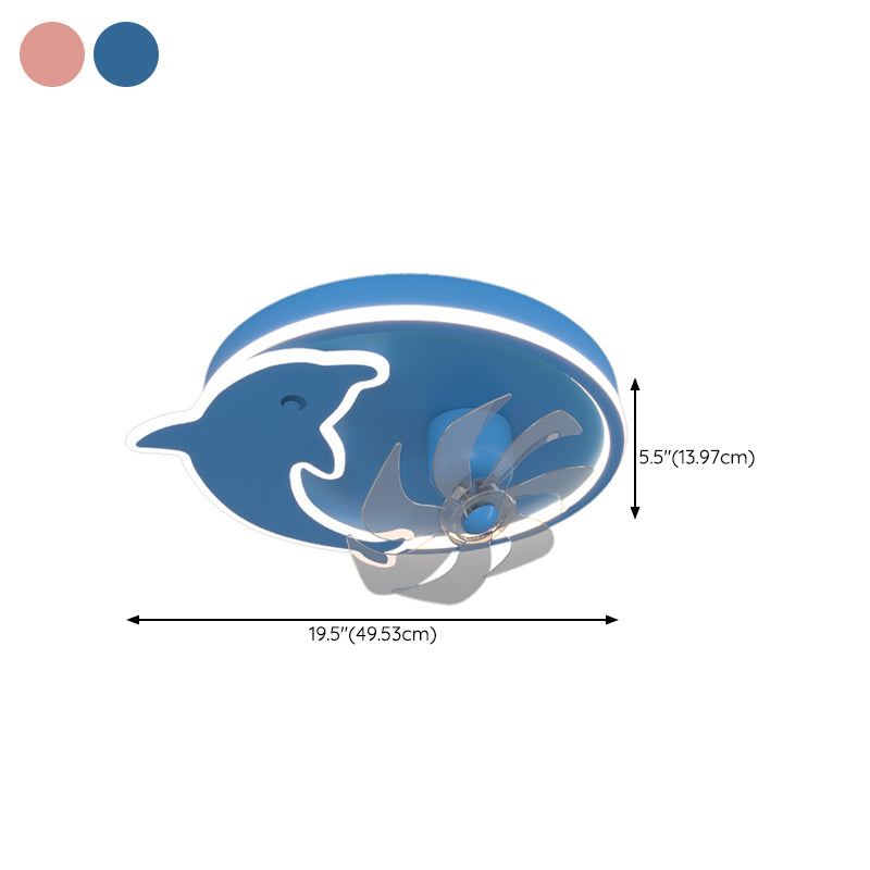 2 - Light LED Ceiling Fan Mount Blue / Pink Kids Style Ceiling Fan