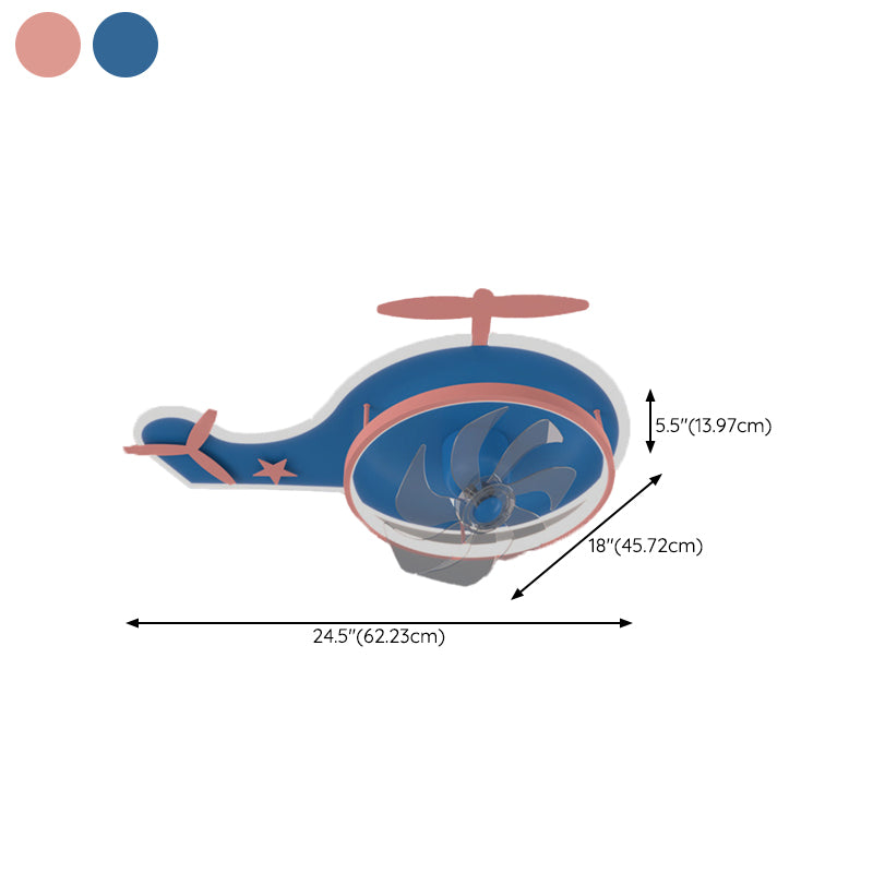 2 - Light LED Ceiling Fan Mount Blue / Pink Kids Style Ceiling Fan