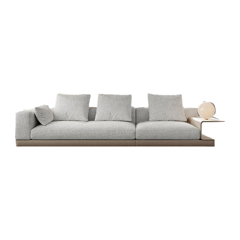 Farmhouse Sectional Sofa with Square Arms in Beige Linen Blend