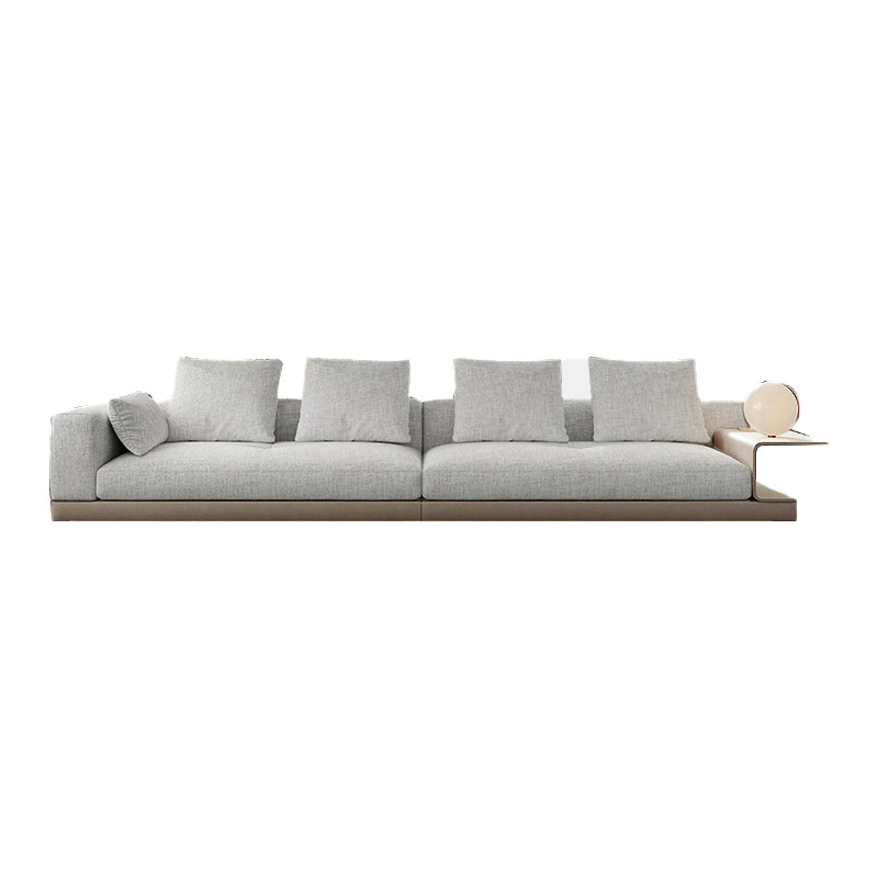 Farmhouse Sectional Sofa with Square Arms in Beige Linen Blend