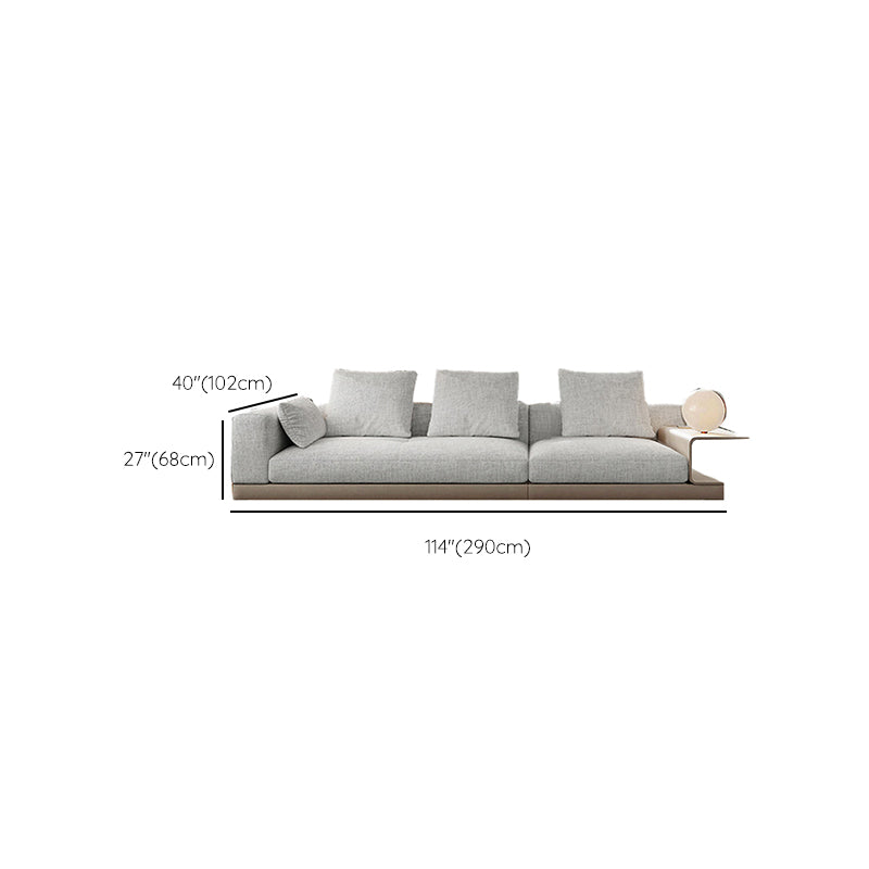 Farmhouse Sectional Sofa with Square Arms in Beige Linen Blend
