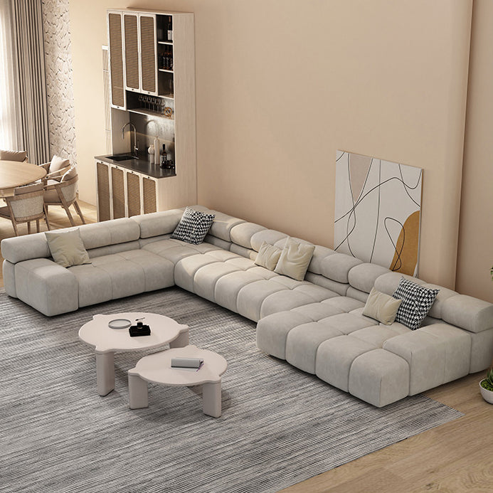 Scandinavian Sectional Sofa with Tigh Back and Square Arm for Living Room