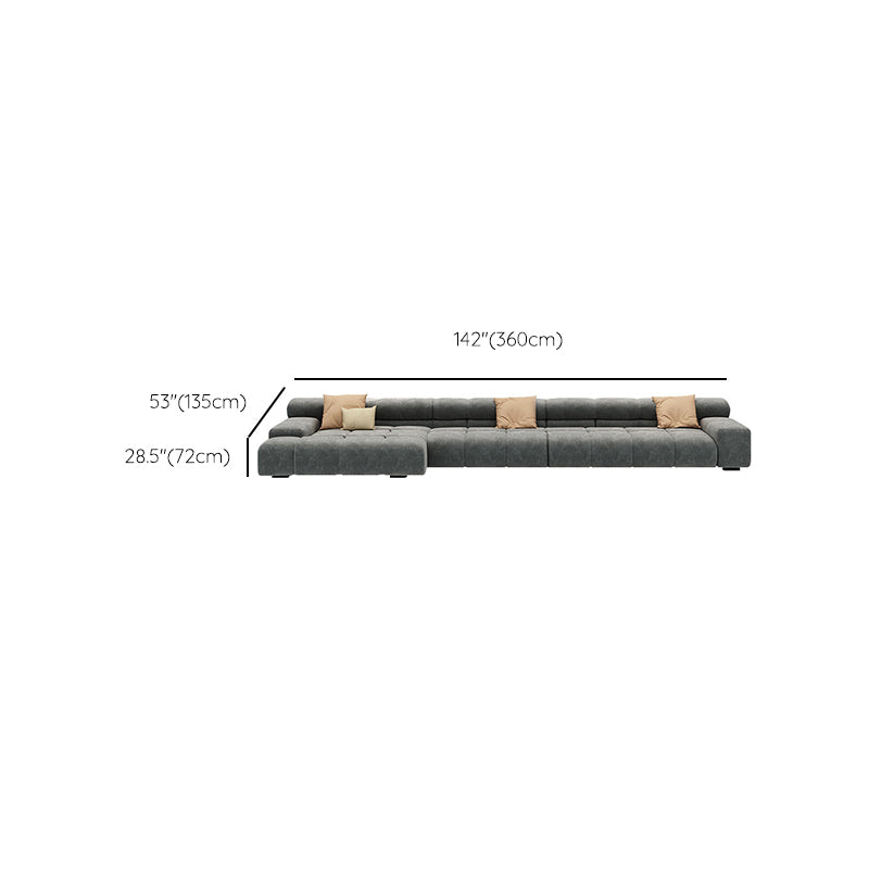 Scandinavian Sectional Sofa with Tigh Back and Square Arm for Living Room