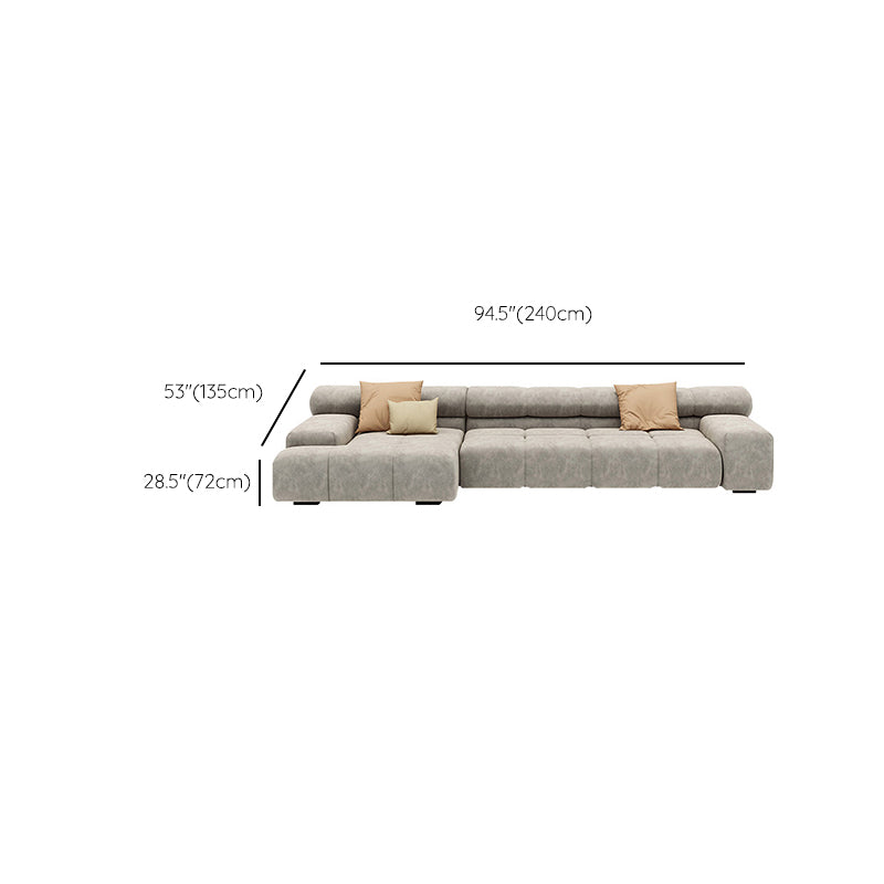 Scandinavian Sectional Sofa with Tigh Back and Square Arm for Living Room