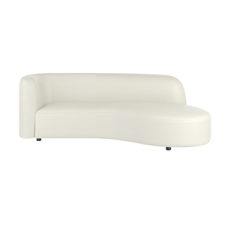 Scandinavian White Sectional Sofa with Tight Back in Pine Wood