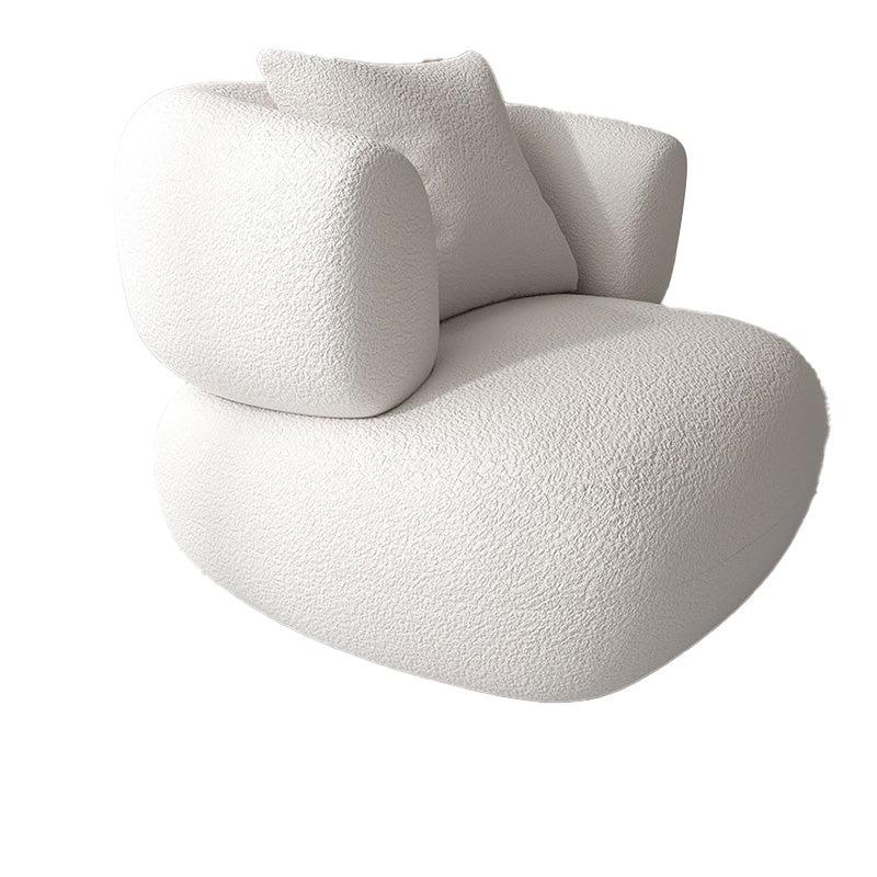 Scandinavian Fabric Sofa Biscuit Back Tuxedo Arm Sofa in White