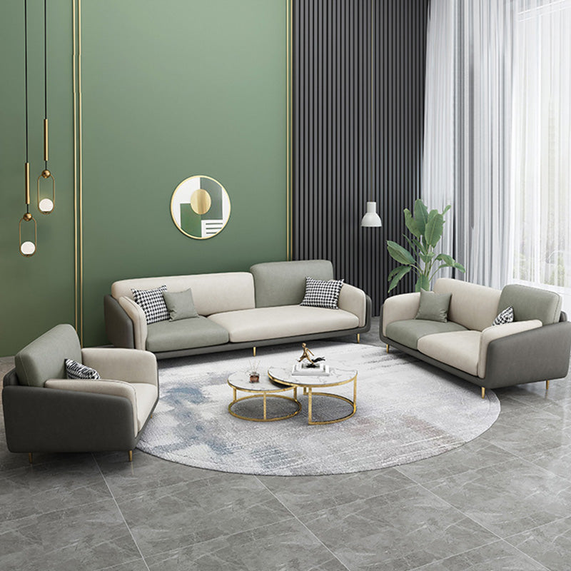 Faux Leather Seating Pillow Top Arm Sofa with Pillows for Living Room