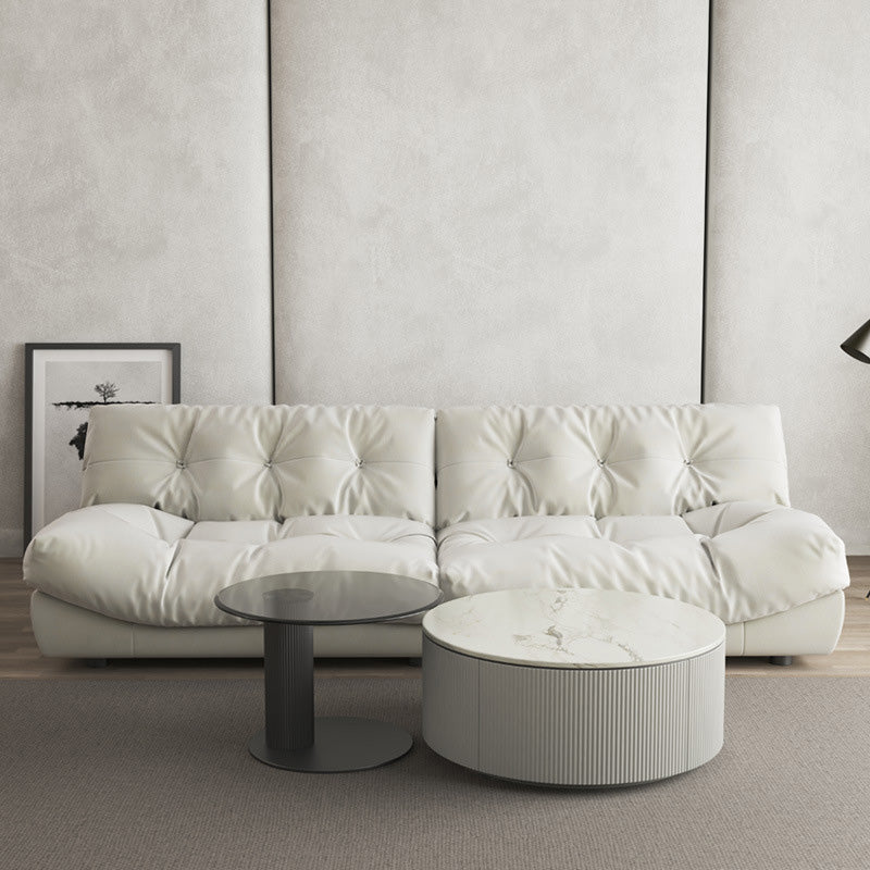 Tufted Split-Back Seating Armless Standard Sofa Leather for Apartment