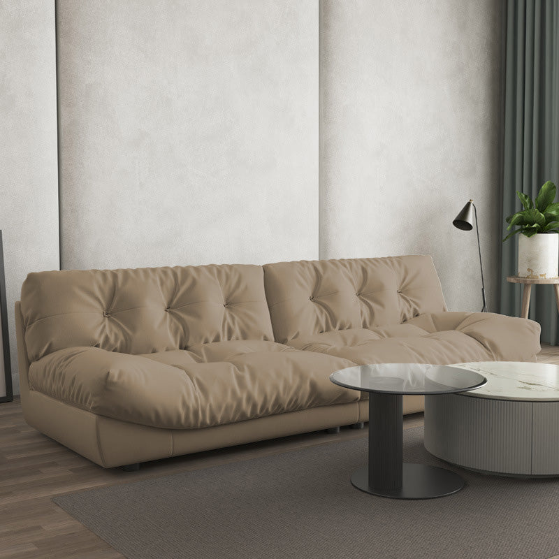 Tufted Split-Back Seating Armless Standard Sofa Leather for Apartment