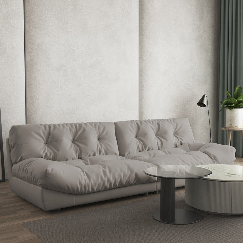Tufted Split-Back Seating Armless Standard Sofa Leather for Apartment
