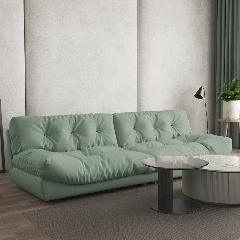 Tufted Split-Back Seating Armless Standard Sofa Leather for Apartment