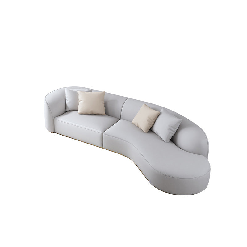 Tuxedo Arm Sofa Cushions with Pillows Seating in White and Beige