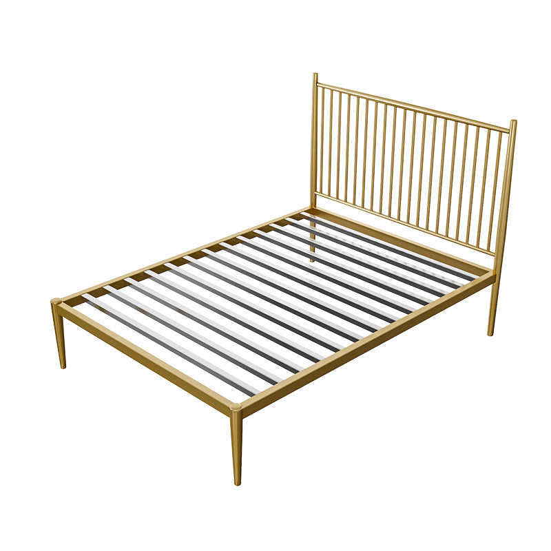 Contemporary Metal Open-Frame Bed Slat Rectangular Slat Bed with Metal Legs