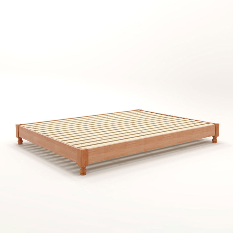 Solid Wood Standard Bed Contemporary Rubberwood Platform Bed with Legs