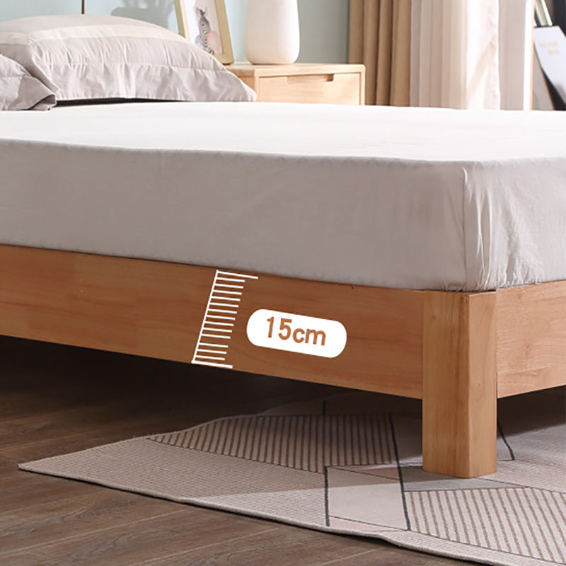 Solid Wood Standard Bed Contemporary Rubberwood Platform Bed with Legs