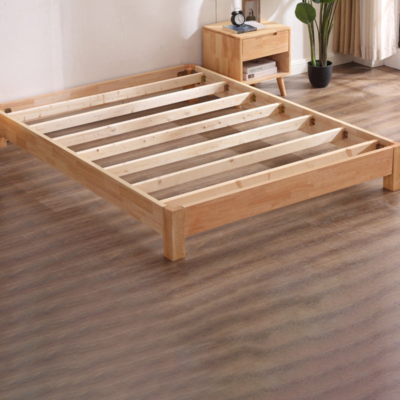 Solid Wood Standard Bed Contemporary Rubberwood Platform Bed with Legs