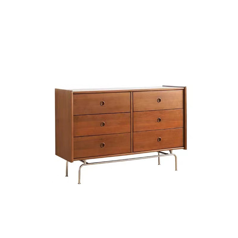 Mid-Century Modern Accent Chest with Drawers and Straight Legs in Brone